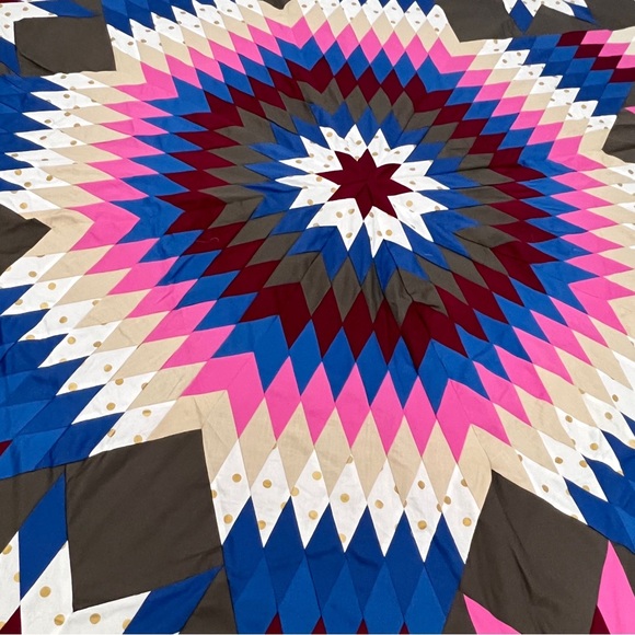 Texas Lone Star Patchwork Cotton Quilt Top/Topper Machine pieced 86x86” - Picture 2 of 4